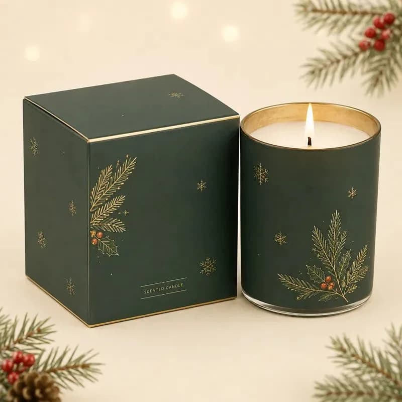 Green Christmas Candle Boxes Green Christmas Candle Boxes